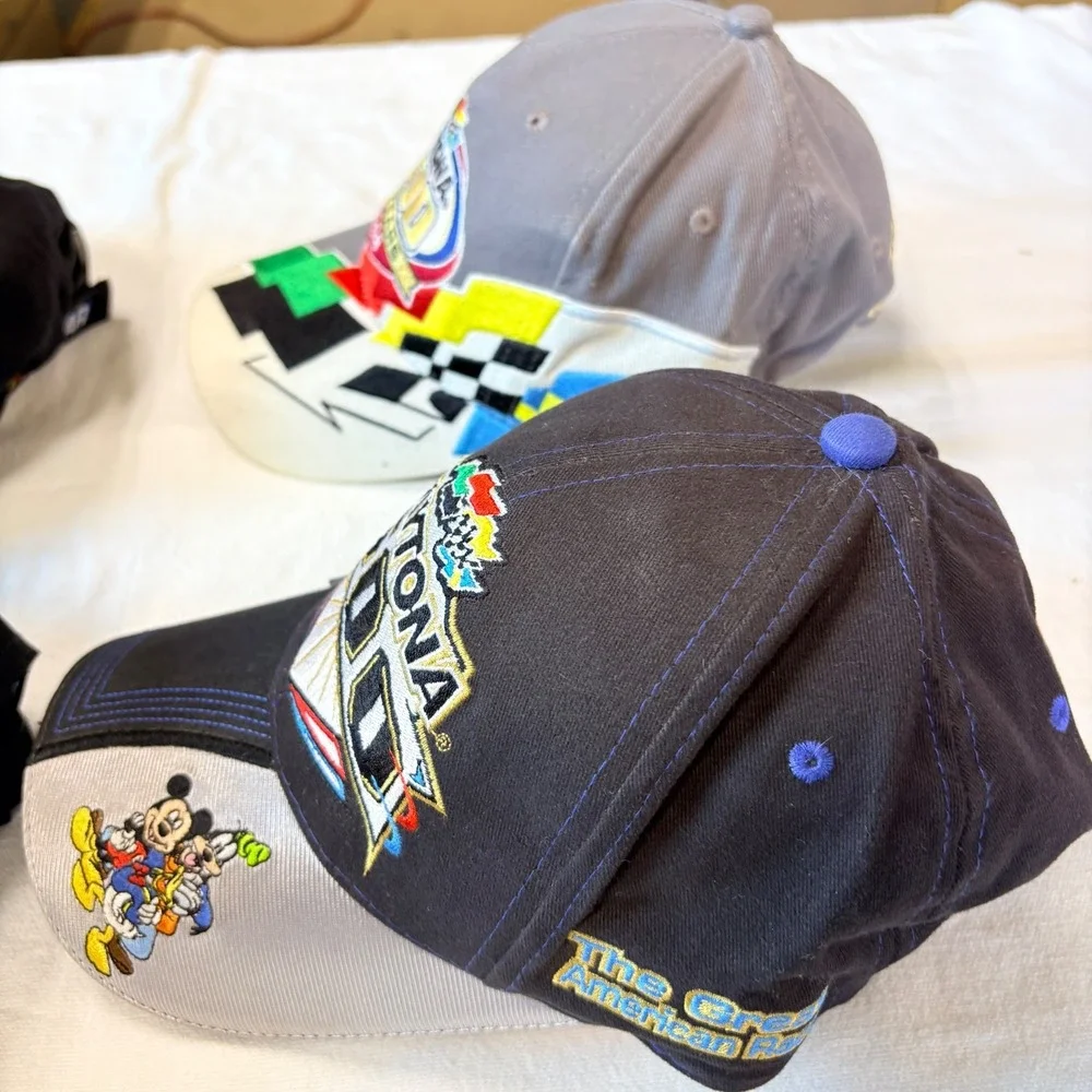 Lot 4 Vtg Daytona 500 Baseball Hats Embroidered Disney Mickey Anniv. '04-08'